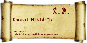 Kassai Miklós névjegykártya